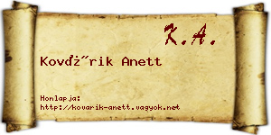 Kovárik Anett névjegykártya